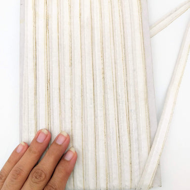 3 Yards, 5mm Flanged Insertion Piping on 10mm Band, White Fabric Trim